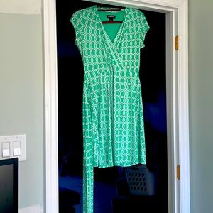 Green and white patterned Liz Claiborne mid level dress